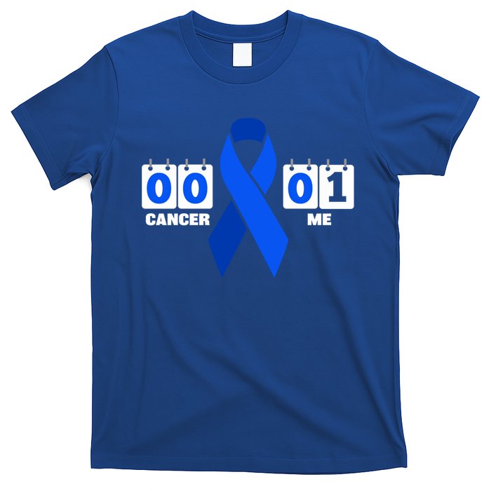 Cancer 00 Me 01 Blue Ribbon Colon Cancer Awareness Funny Gift T-Shirt