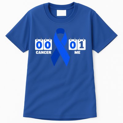 Cancer 00 Me 01 Blue Ribbon Colon Cancer Awareness Funny Gift Tall T-Shirt