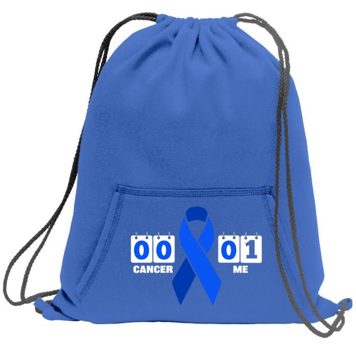 Cancer 00 Me 01 Blue Ribbon Colon Cancer Awareness Funny Gift Sweatshirt Cinch Pack Bag