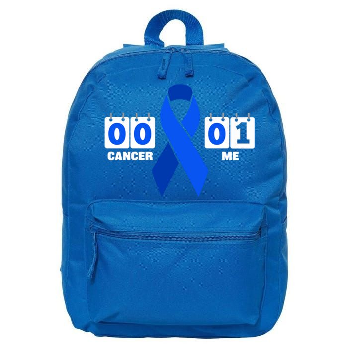 Cancer 00 Me 01 Blue Ribbon Colon Cancer Awareness Funny Gift 16 in Basic Backpack