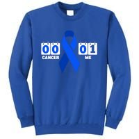 Cancer 00 Me 01 Blue Ribbon Colon Cancer Awareness Funny Gift Tall Sweatshirt