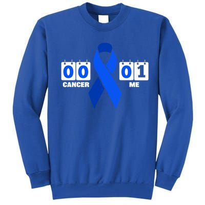 Cancer 00 Me 01 Blue Ribbon Colon Cancer Awareness Funny Gift Tall Sweatshirt