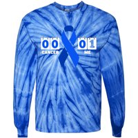 Cancer 00 Me 01 Blue Ribbon Colon Cancer Awareness Funny Gift Tie-Dye Long Sleeve Shirt