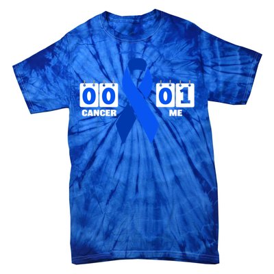 Cancer 00 Me 01 Blue Ribbon Colon Cancer Awareness Funny Gift Tie-Dye T-Shirt