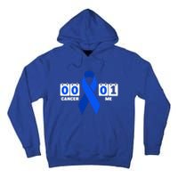 Cancer 00 Me 01 Blue Ribbon Colon Cancer Awareness Funny Gift Tall Hoodie