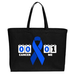 Cancer 00 Me 01 Blue Ribbon Colon Cancer Awareness Funny Gift Cotton Canvas Jumbo Tote