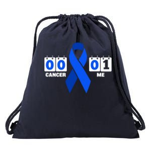 Cancer 00 Me 01 Blue Ribbon Colon Cancer Awareness Funny Gift Drawstring Bag