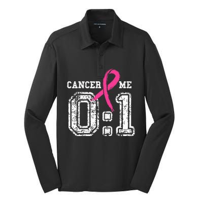 Cancer 0 Me 1 Breast Cancer Awareness Survivor Gift Silk Touch Performance Long Sleeve Polo