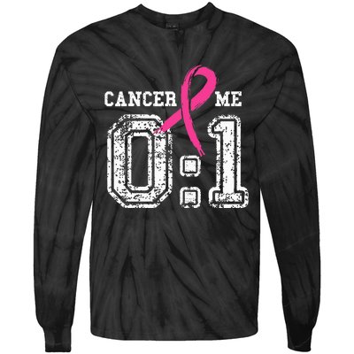 Cancer 0 Me 1 Breast Cancer Awareness Survivor Gift Tie-Dye Long Sleeve Shirt