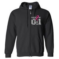 Cancer 0 Me 1 Breast Cancer Awareness Survivor Gift Full Zip Hoodie