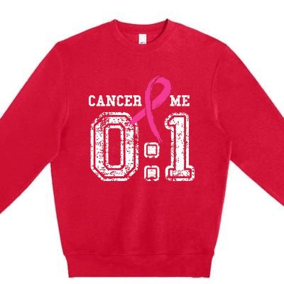 Cancer 0 Me 1 Breast Cancer Awareness Survivor Gift Premium Crewneck Sweatshirt