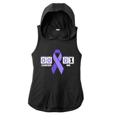 Cancer 0 Me 1 Purple Ribbon Testicular Cancer Awareness Gift Ladies PosiCharge Tri-Blend Wicking Draft Hoodie Tank