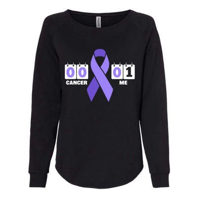 Cancer 0 Me 1 Purple Ribbon Testicular Cancer Awareness Gift Womens California Wash Sweatshirt