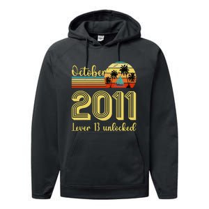 Cute 13th Birthday Born In Oct 2011 Birthday Performance Fleece Hoodie