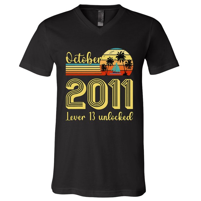 Cute 13th Birthday Born In Oct 2011 Birthday V-Neck T-Shirt