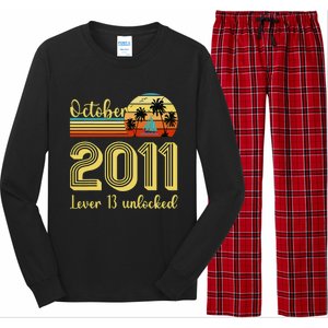 Cute 13th Birthday Born In Oct 2011 Birthday Long Sleeve Pajama Set