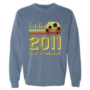 Cute 13th Birthday Born In Oct 2011 Birthday Garment-Dyed Sweatshirt