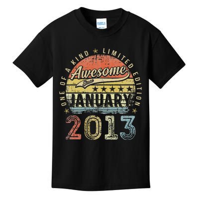 Cute 10th Birthday Gift Awesome Since January 2013 10 Year Old Kids T-Shirt