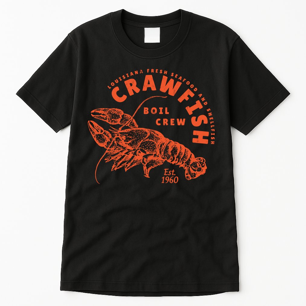 Crawfish 1960 Boil Crew Seafood Vintage Tall T-Shirt