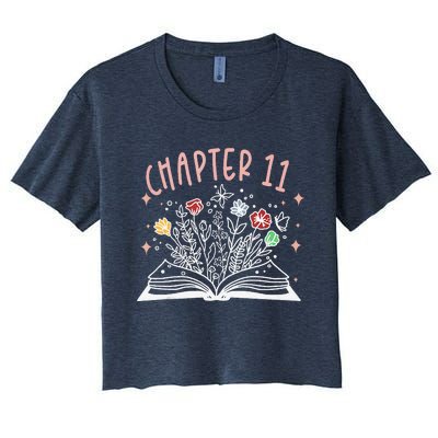 Chapter 11th Birthday Bookworm 11 Years Old For Book Loves Women's Crop Top Tee