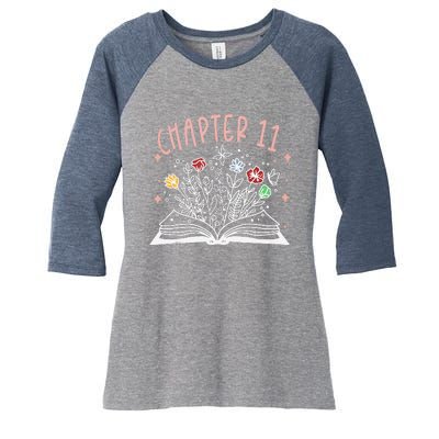 Chapter 11th Birthday Bookworm 11 Years Old For Book Loves Women's Tri-Blend 3/4-Sleeve Raglan Shirt