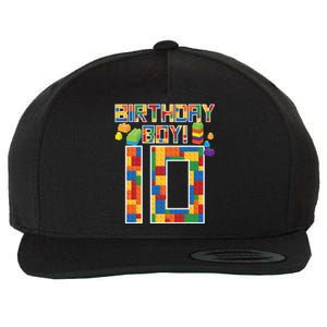 Cute 10th Birthday Gift 10 Years Old Block Building Wool Snapback Cap