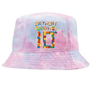 Cute 10th Birthday Gift 10 Years Old Block Building Tie-Dyed Bucket Hat