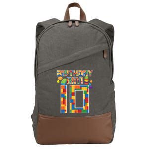 Cute 10th Birthday Gift 10 Years Old Block Building Cotton Canvas Backpack