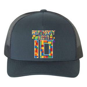 Cute 10th Birthday Gift 10 Years Old Block Building Yupoong Adult 5-Panel Trucker Hat