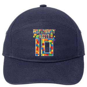 Cute 10th Birthday Gift 10 Years Old Block Building 7-Panel Snapback Hat