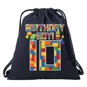 Cute 10th Birthday Gift 10 Years Old Block Building Drawstring Bag