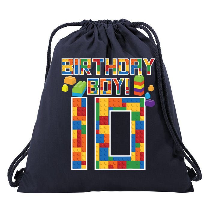 Cute 10th Birthday Gift 10 Years Old Block Building Drawstring Bag