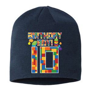 Cute 10th Birthday Gift 10 Years Old Block Building Sustainable Beanie