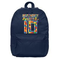 Cute 10th Birthday Gift 10 Years Old Block Building 16 in Basic Backpack