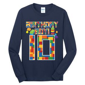 Cute 10th Birthday Gift 10 Years Old Block Building Tall Long Sleeve T-Shirt