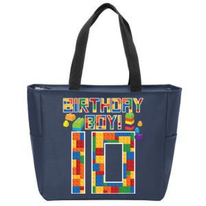 Cute 10th Birthday Gift 10 Years Old Block Building Zip Tote Bag