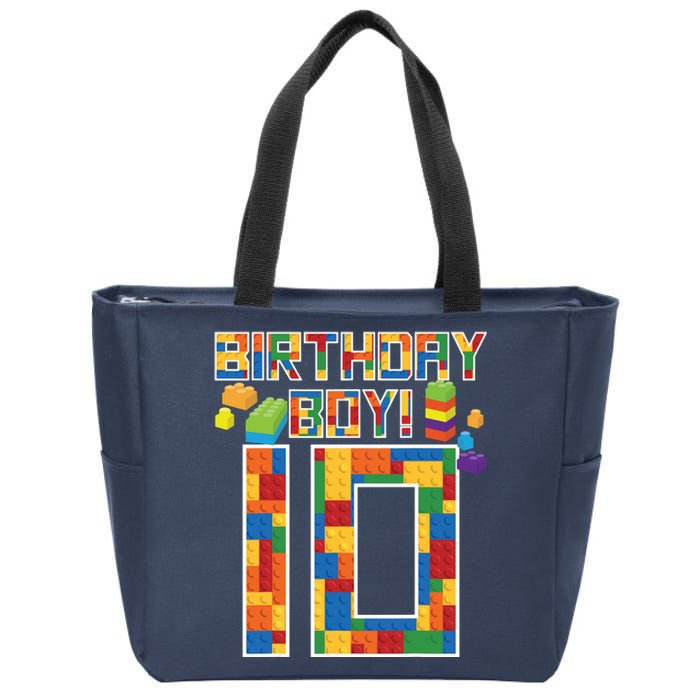 Cute 10th Birthday Gift 10 Years Old Block Building Zip Tote Bag