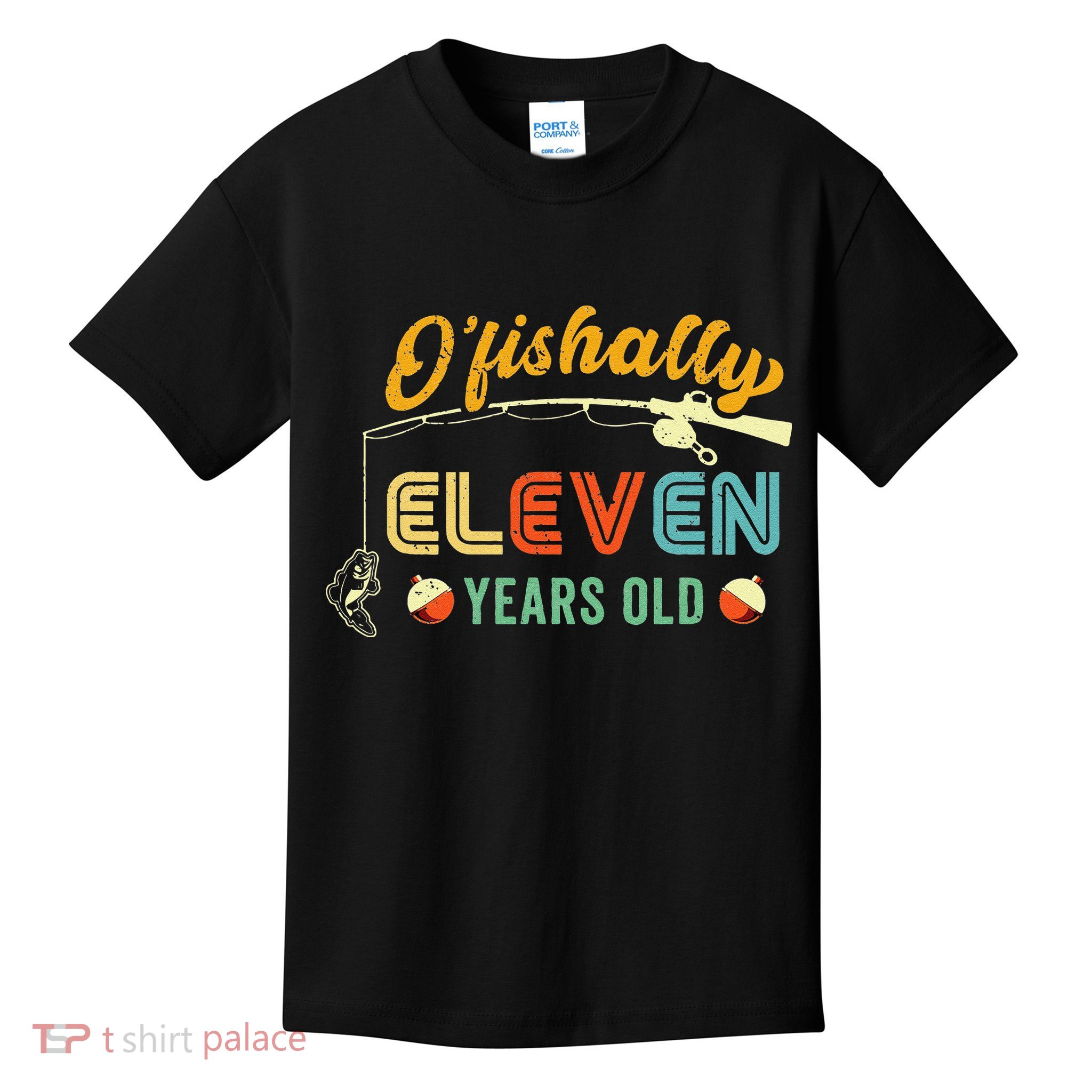 Cute 11th Birthday Fishing Fisherman Fisherwoman Kids T-Shirt