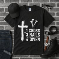 Christian 1 Cross 3 Nails 4 Given Forgiven Tall T-Shirt