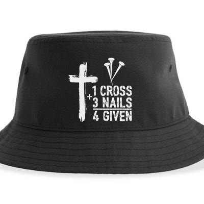 Christian 1 Cross 3 Nails 4 Given Forgiven Sustainable Bucket Hat