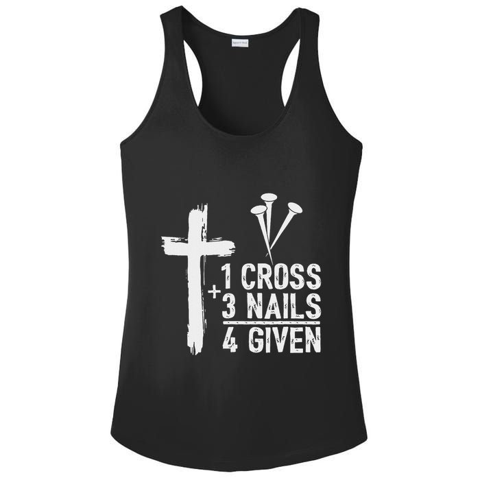 Christian 1 Cross 3 Nails 4 Given Forgiven Ladies PosiCharge Competitor Racerback Tank