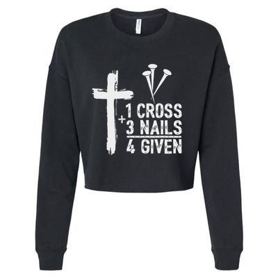 Christian 1 Cross 3 Nails 4 Given Forgiven Cropped Pullover Crew