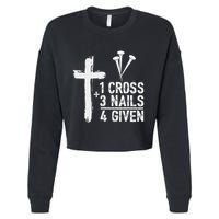 Christian 1 Cross 3 Nails 4 Given Forgiven Cropped Pullover Crew