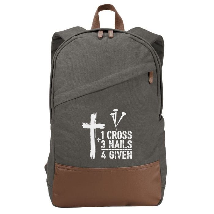 Christian 1 Cross 3 Nails 4 Given Forgiven Cotton Canvas Backpack