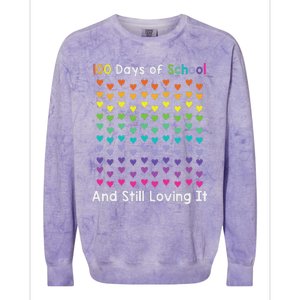 Cute 100 Days of school and still loving it Hearts 100th Day Colorblast Crewneck Sweatshirt