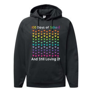 Cute 100 Days of school and still loving it Hearts 100th Day Performance Fleece Hoodie