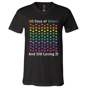 Cute 100 Days of school and still loving it Hearts 100th Day V-Neck T-Shirt