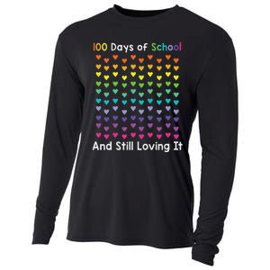 Cute 100 Days of school and still loving it Hearts 100th Day Cooling Performance Long Sleeve Crew