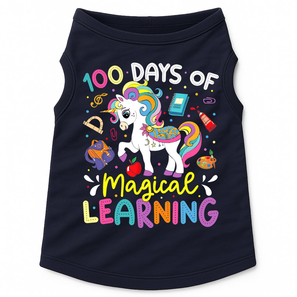 Cute 100 Days Of Magical Learning 100th Day School Unicorn Doggie Tank