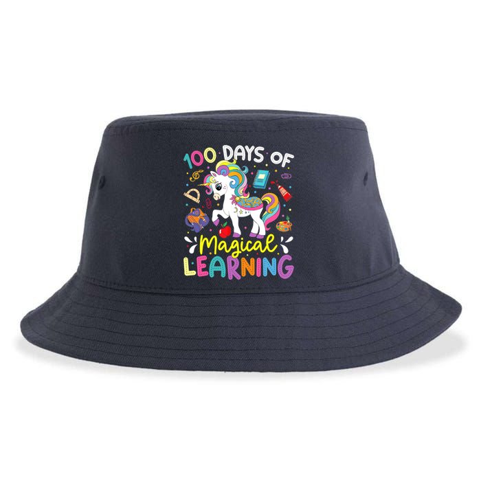Cute 100 Days Of Magical Learning 100th Day School Unicorn Sustainable Bucket Hat